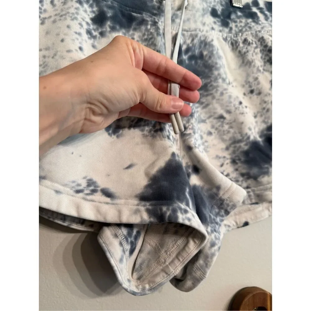 Lululemon Navy White Terry Marble Dye Inner Glow Pull On Athletic Short Size 10 - Picture 3 of 5